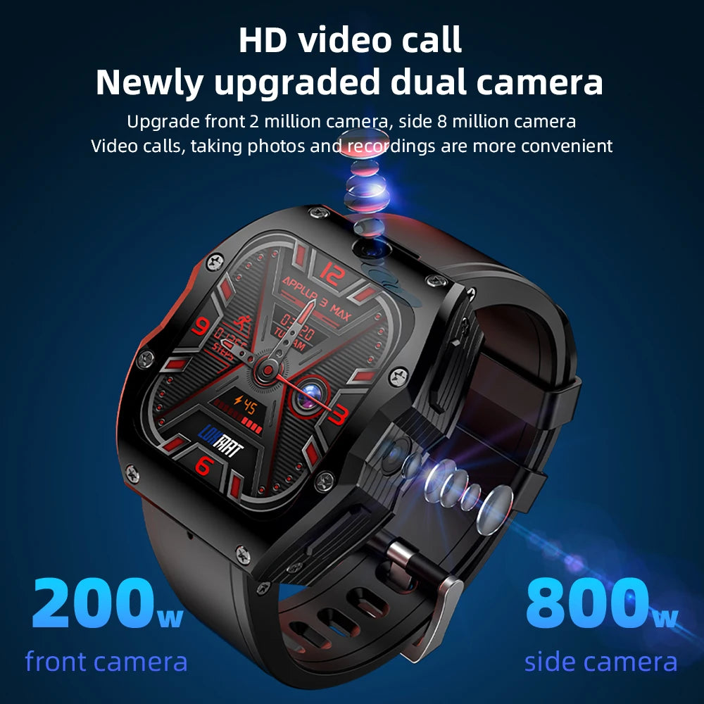 4G Android Smartwatch 4+128GB GPS Dual Camera Sim Card GPS NFC IP68 Waterproof Smart Watch APPLLP 3 MAX