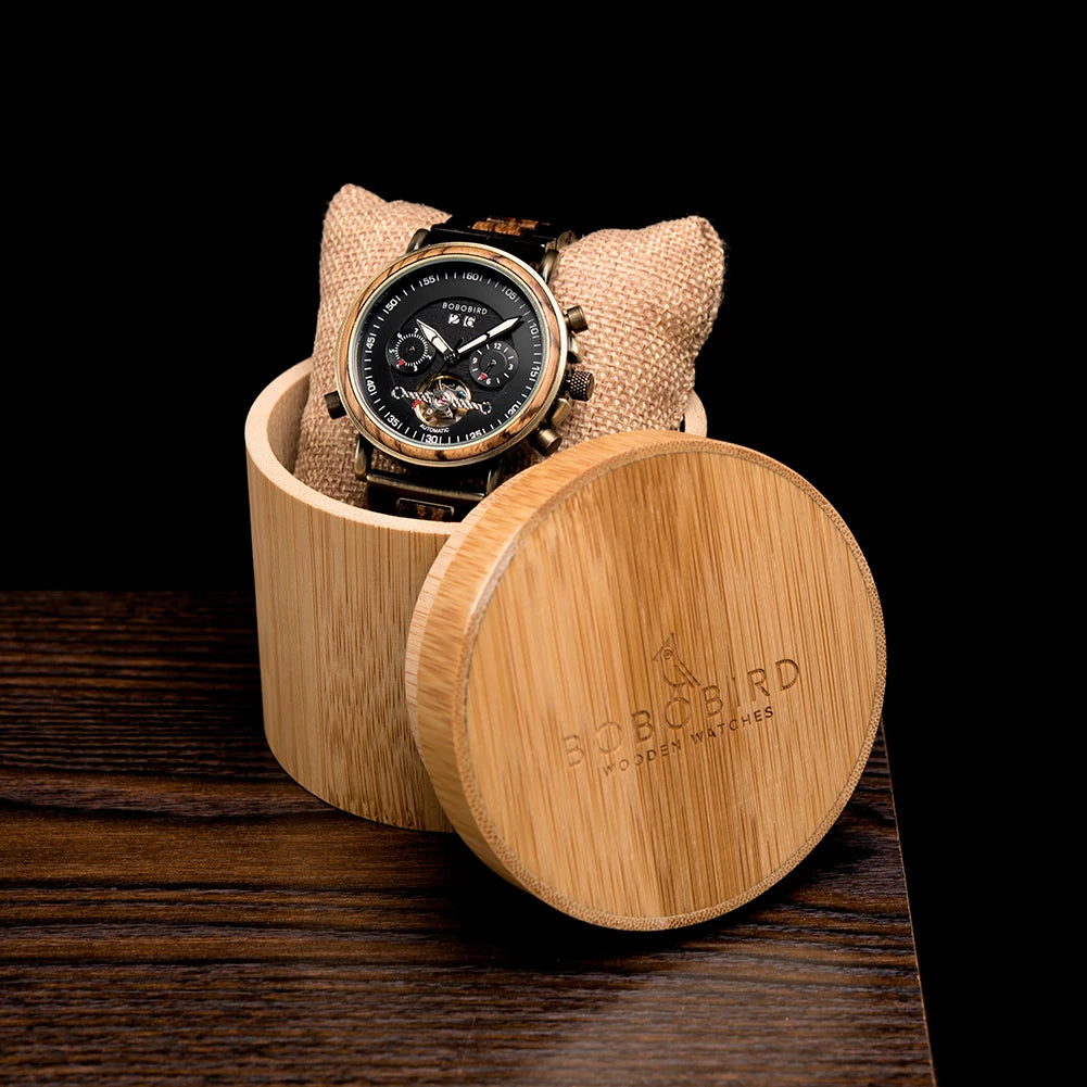 Auto Mechanical Couple Watches Timepiece for Men Ladies Wristwatch Date Display relogio masculino de luxo BOBO BIRD