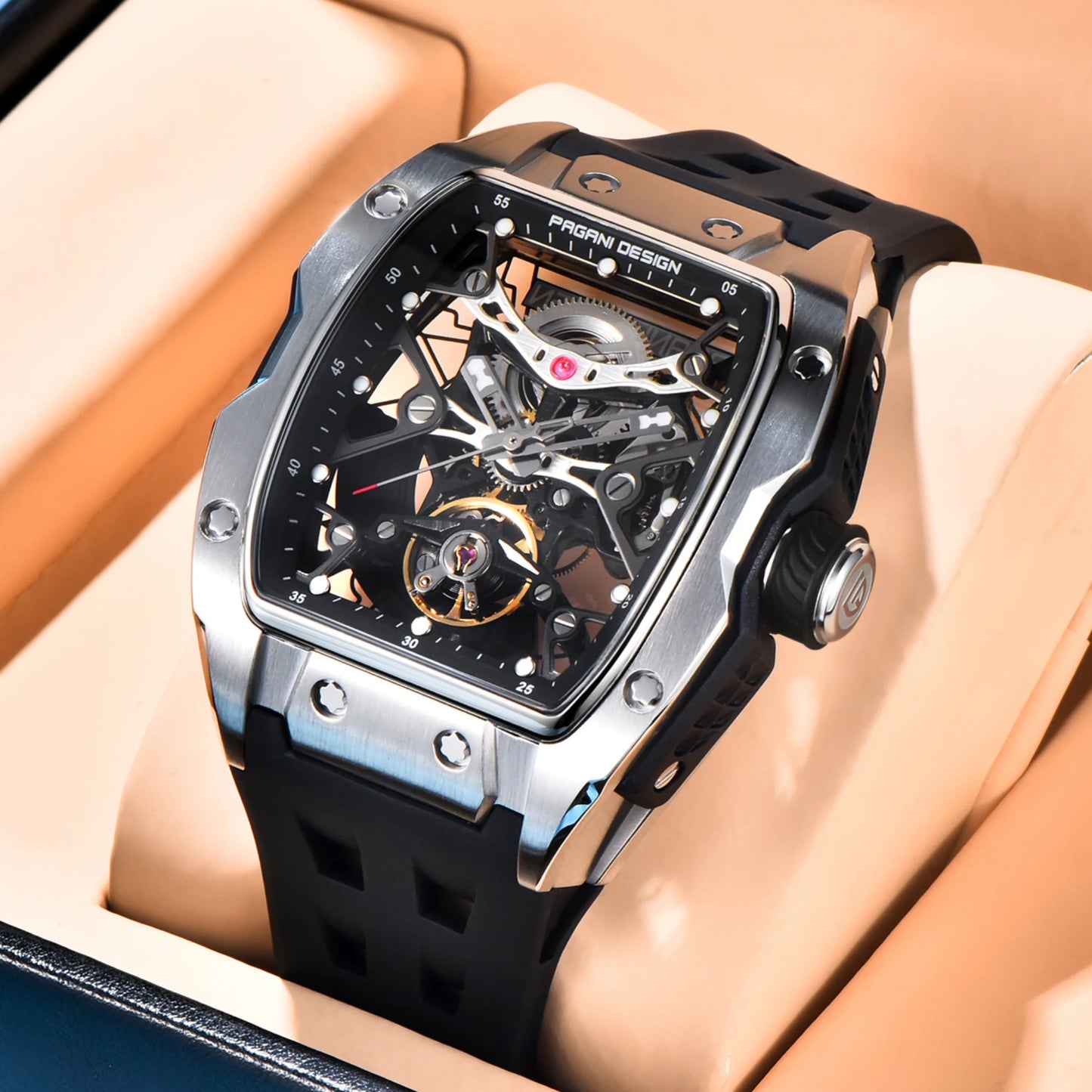 ChronoState Urban Skeleton Automatic Stainless Steel Watch for Men