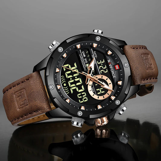 NAVIFORCE Digital Military LED Chronograph Watch 45mm