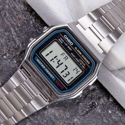 Montre Casio argentée pour hommes, ensemble de luxe, affichage numérique LED, étanche, à quartz, style sportif militaire, montre-bracelet relogio masculino