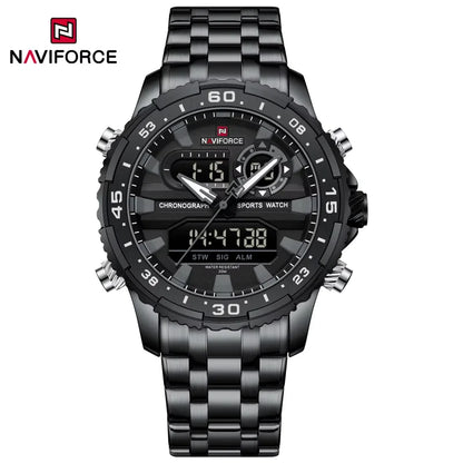 Montres Homme NAVIFORCE Original Tendance Marque LCD Affichage Analogique Numérique Quartz Homme Horloge 30m Étanche Lumineuse Montre-Bracelet Homme