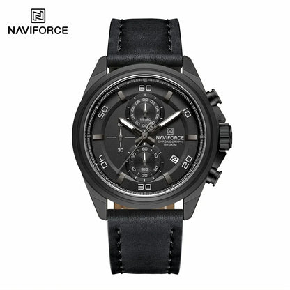 NAVIFORCE Montres Hommes Multifonctions Étanche Montre Quartz Lumineuse de Nuit Montre Bracelet en Cuir Business pour Hommes