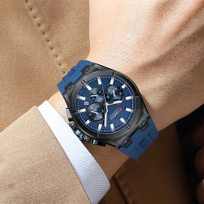 CURREN Montre-bracelet de luxe pour homme chronographe date étanche bracelet en caoutchouc montres décontractées à quartz pour hommes montre de sport masculine Reloj