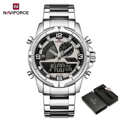 NAVIFORCE Montres de Luxe Militaires pour Hommes Chronographe Mode Alarme Montres-bracelets à Quartz pour Hommes Sports Calendrier Mensuel Étanche Cadeau