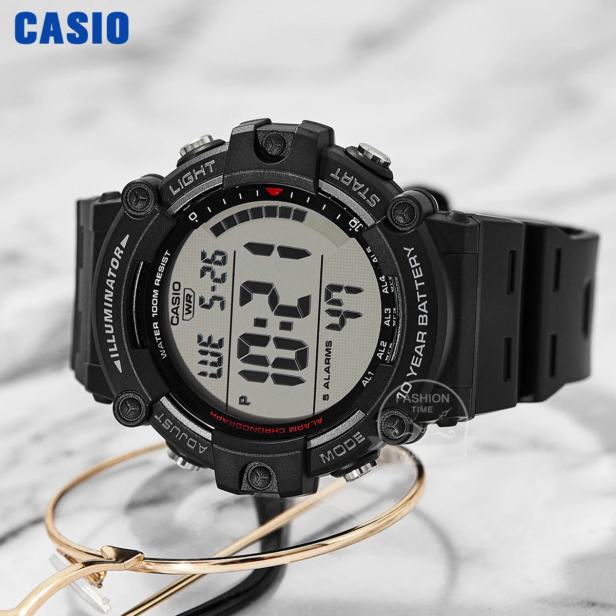 Montre Casio homme, dix ans d'autonomie, ensemble de luxe, montre de sport numérique LED étanche à quartz pour homme, relogio masculino AE-1500WH