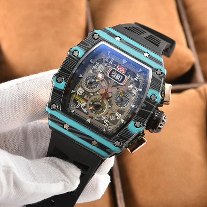 Nouvelle génération de montre de sport creuse, design professionnel, montre moderne, mécanisme sportif, mouvement à quartz, petits trois disques, montre artisanale