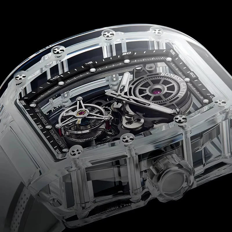 ChronoState BONEST GATTI Tourbillon – Montre Mécanique Automatique | Montre Squelette en Cristal Lumineuse