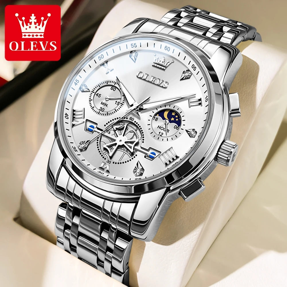 OLEVS Classic Multifunctional Flywheel Moon Phase Watch