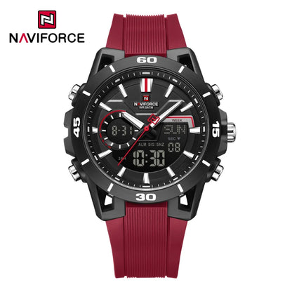 Montre homme décontractée NAVIFORCE de haute qualité, double affichage, sport, étanche, avec compte à rebours, chronographe et réveil, Reloj Hombre
