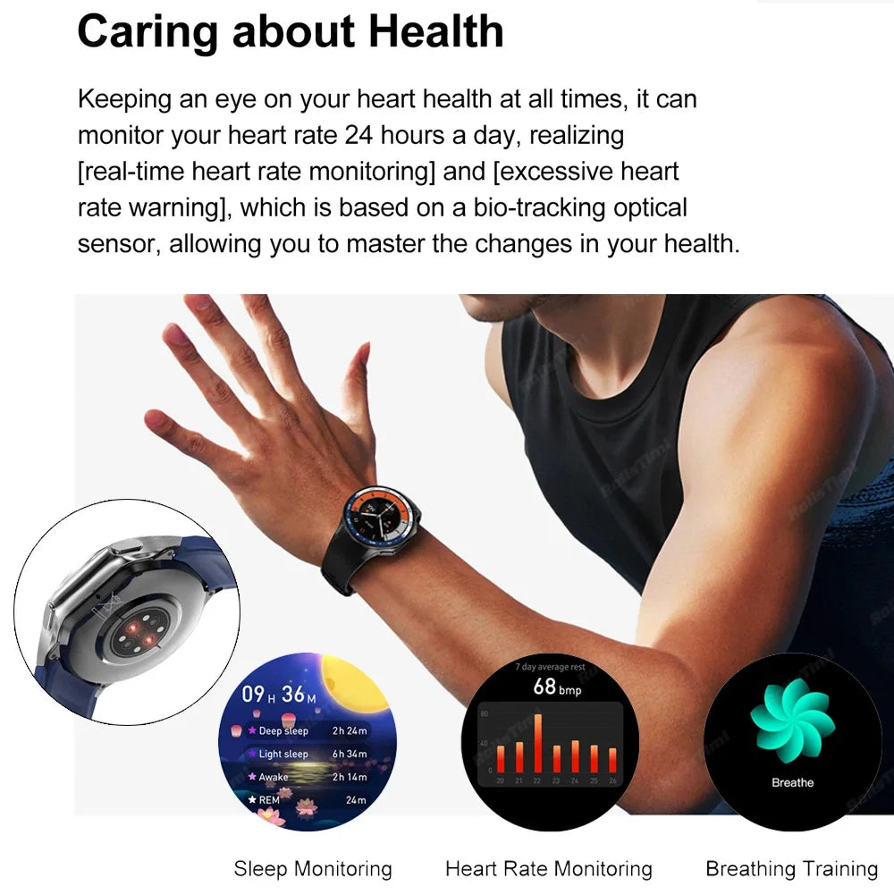 Montre connectée AMOLED 1.43 pouces, vision surround 3D, lecteur avec grande mémoire 4Go, IP68, pour hommes, 2024, nouveaux écouteurs TWS pour OPPO Watch X