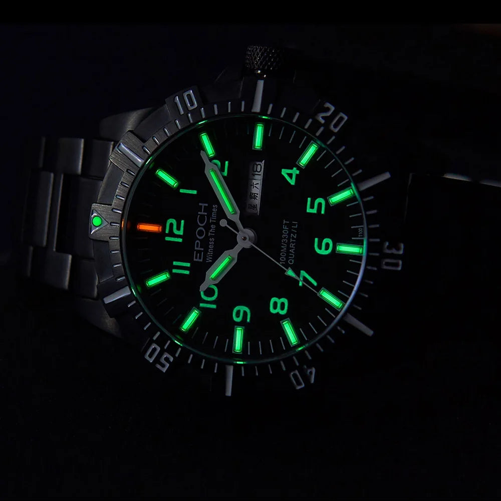 EPOCH AB6020G Montre Militaire Sport Montre-Bracelet à Quartz Tubes Luminescents