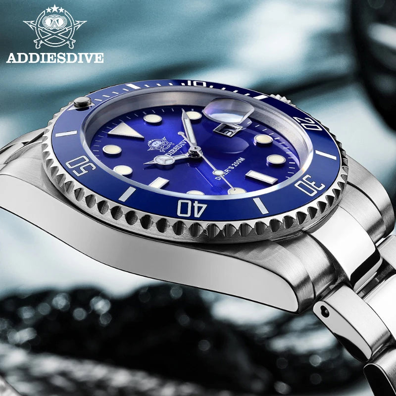 Montre Homme ADDIESDIVE en Acier Inoxydable, Montre Quartz Européenne et Américaine, Décontractée et Étanche pour Sports de Plein Air