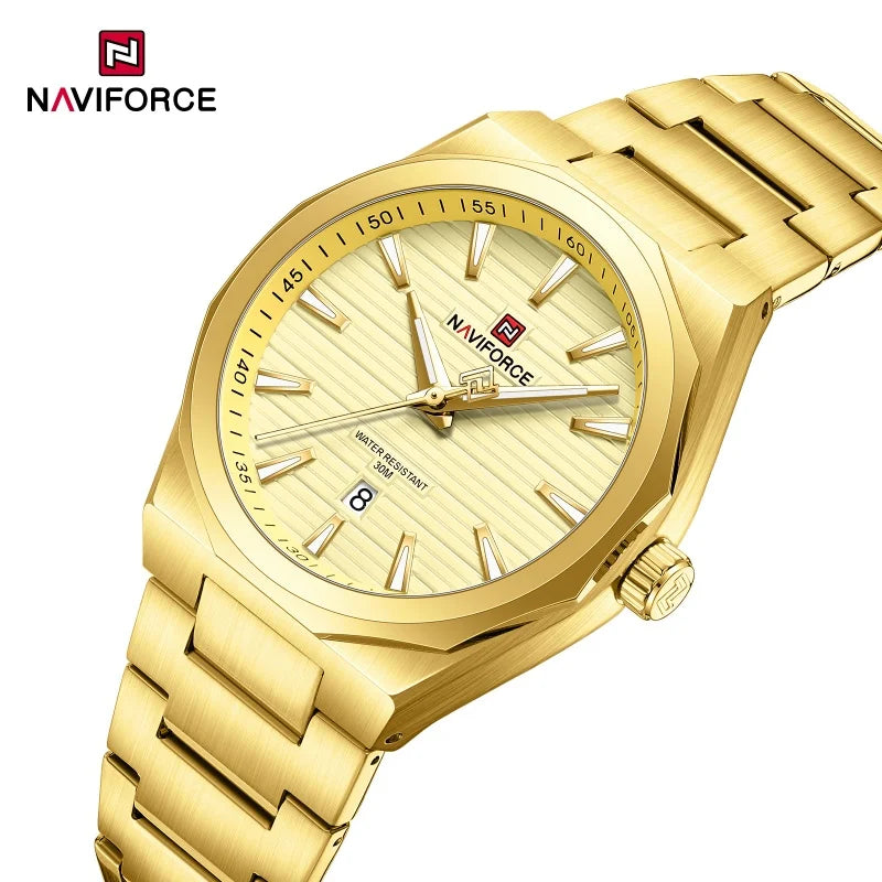 NAVIFORCE Montre-bracelet à quartz étanche Mode Point lumineux Homme Affichage de la date Montre de sport Montres pour homme Relogio Masculino