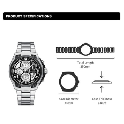 Montres Homme Sport Décontractées Marque NAVIFORCE Chronographe à Quartz Multifonction avec Affichage de la Date Bracelet en Acier Montre-Bracelet Reloj Hombre