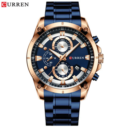 Montre-bracelet homme à quartz CURREN 8360, étanche, de style professionnel, minimaliste, en acier inoxydable, multifonction, six aiguilles, avec calendrier