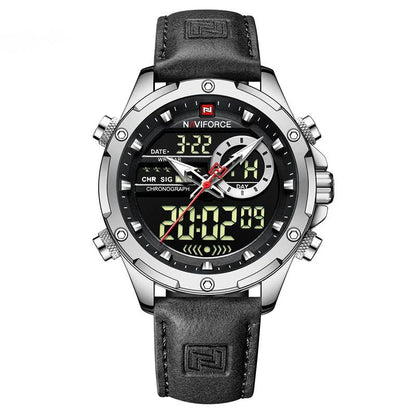 Montre NAVIFORCE pour Hommes Double Affichage Marque de Luxe Sport Décontracté Chronographe Réveil Étanche Bracelet en Cuir montre homme Reloj