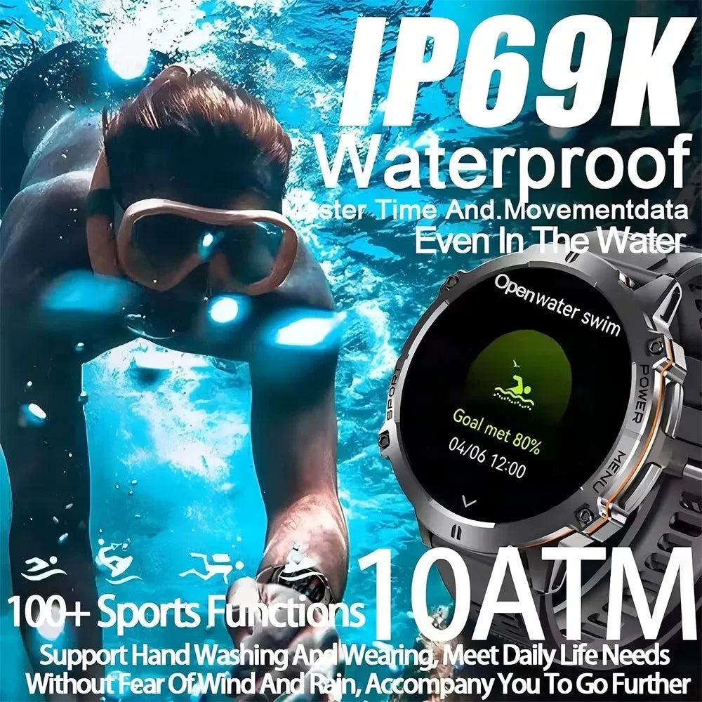 2026 Military TANK X3 Smart Watch Men 1.73" AMOLED Screen 5ATM Waterproof 1000mAh Battery GPS Sports Fitness Track Smart Watches