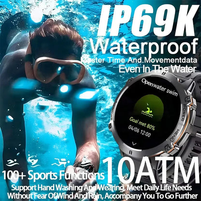 Montre Connectée Militaire 2026 TANK X3 Homme Écran AMOLED 1.73" Étanche 5ATM Batterie 1000mAh GPS Suivi Sportif Fitness