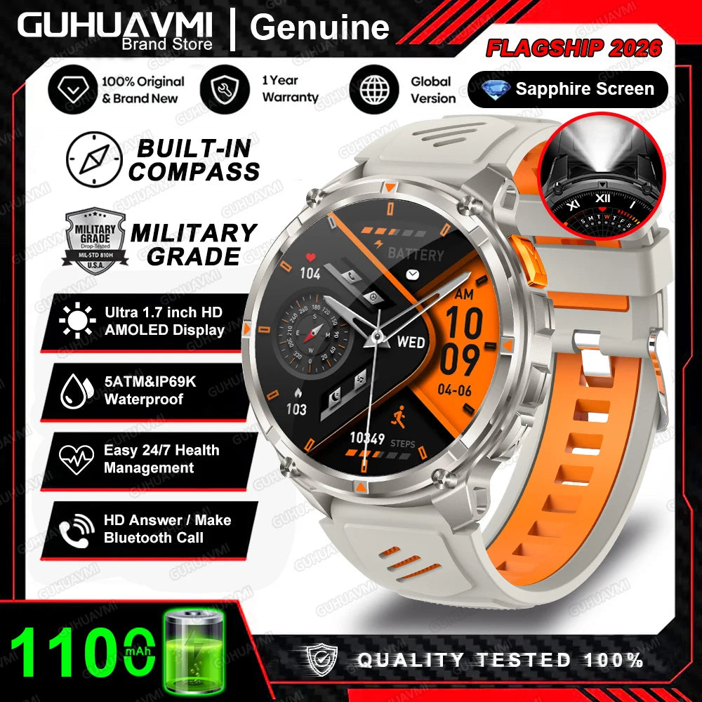 Montre connectée 2026 New T-Rex3 Pro 1100mAh Batterie GPS 5ATM Étanche Sport Course Extérieur Boussole Militaire
