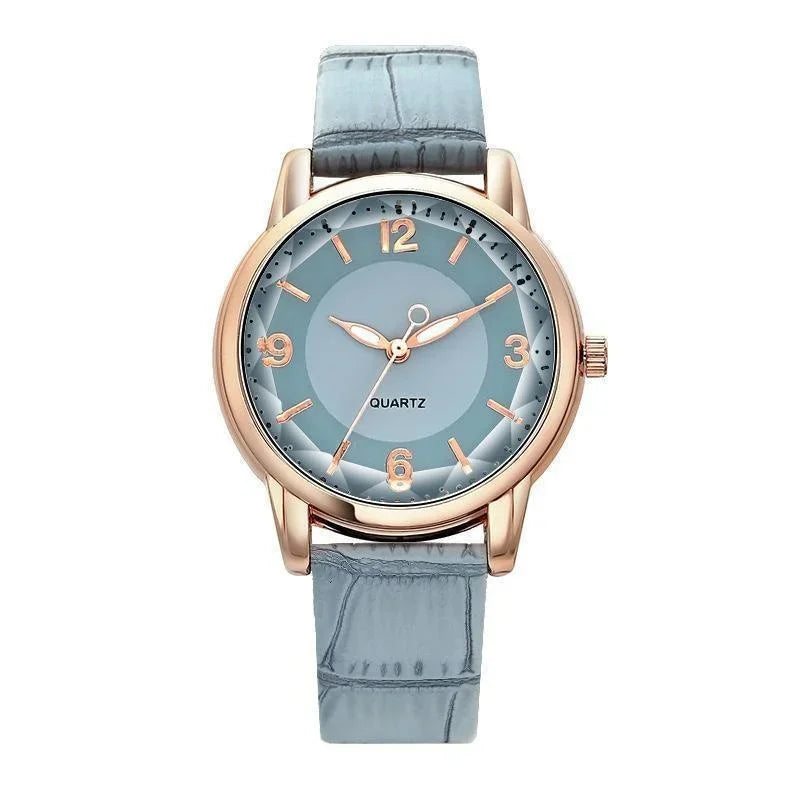 Montre à bracelet en cuir pour femme, verre polygonal, horloge de luxe, cadran créatif, mode, montre à quartz