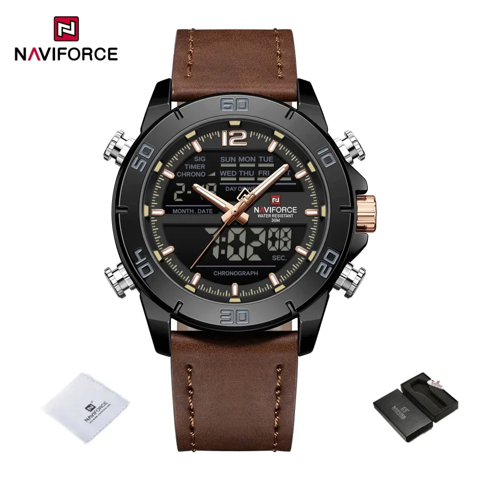 NAVIFORCE NF9253L Genuine Leather Band Luminous Date Clock