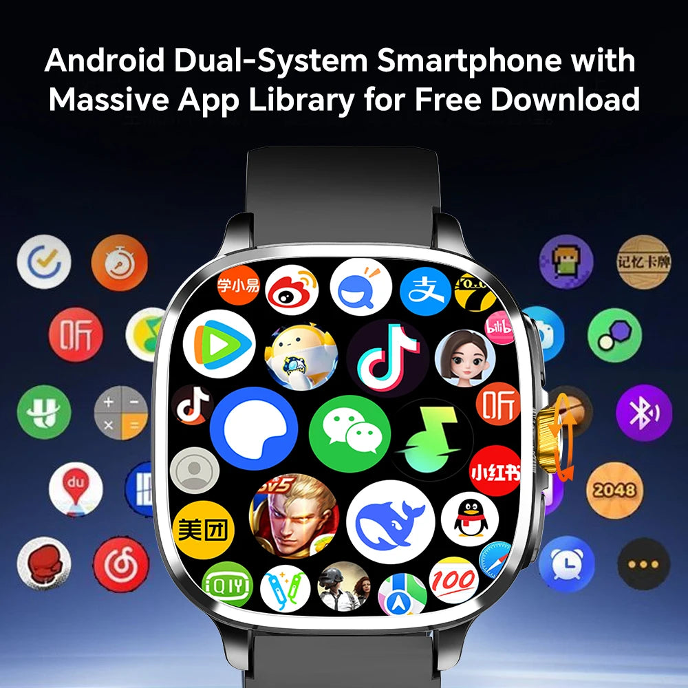 Montre connectée S99, version globale Android 13.0, écran AMOLED 2,4 pouces, insertion carte SIM, GPS, WIFI, caméra rotative à 190°, jeux