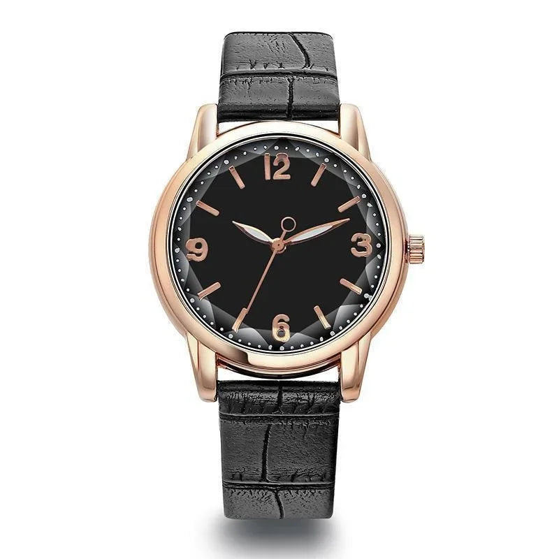 Montre à bracelet en cuir pour femme, verre polygonal, horloge de luxe, cadran créatif, mode, montre à quartz