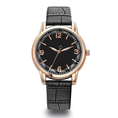 Montre à bracelet en cuir pour femme, verre polygonal, horloge de luxe, cadran créatif, mode, montre à quartz