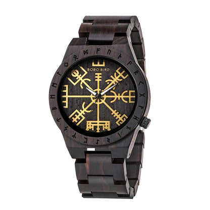 BOBO BIRD Montres en bois Relogio Masculino Montre pour hommes Symbole guerriers vikings Relojes Para Hombre часы мужские Logo personnalisé
