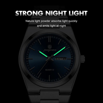 PAAZOMU Ultra Thin Quartz Watch Men Women Minimalist Style Waterproof Luminous Wristwatch Comfortable Strap Daily Office Gift