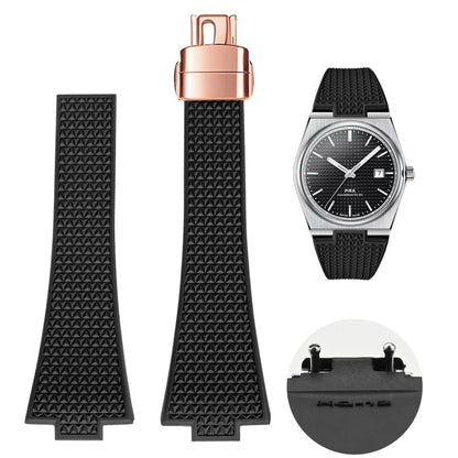 Bracelet en caoutchouc fluoré pour Tissot PRX Series 35mm 40mm Boucle Papillon FKM 11mm 12mm Étanches, Bracelet de Montre à Dégagement Rapide de Remplacement
