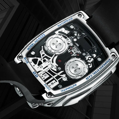 Montre automatique pour homme PINDU P6522, lumineuse, étanche 50m, squelette NH05