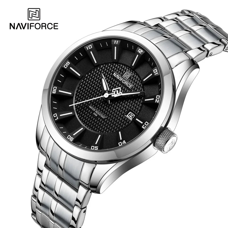 Montre NAVIFORCE Homme de Marque Haut de Gamme Étanche Quartz Business Décontractée Montres-bracelets Bracelet Acier Inoxydable Date Horloge Relogio Masculino