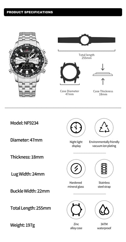 NAVIFORCE NF9234 Analog Digital Dual Time Watch