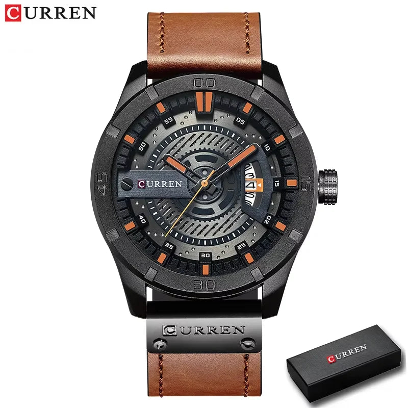 Marque de montres de luxe CURREN Montres de sport militaires pour hommes Montre à quartz pour hommes Décontractée en cuir Relogio Masculino