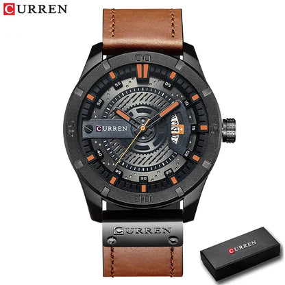 Marque de montres de luxe CURREN Montres de sport militaires pour hommes Montre à quartz pour hommes Décontractée en cuir Relogio Masculino