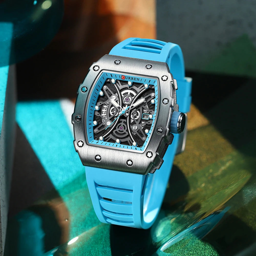 CURREN 3D Collection Rectangular Silicone Strap Watch
