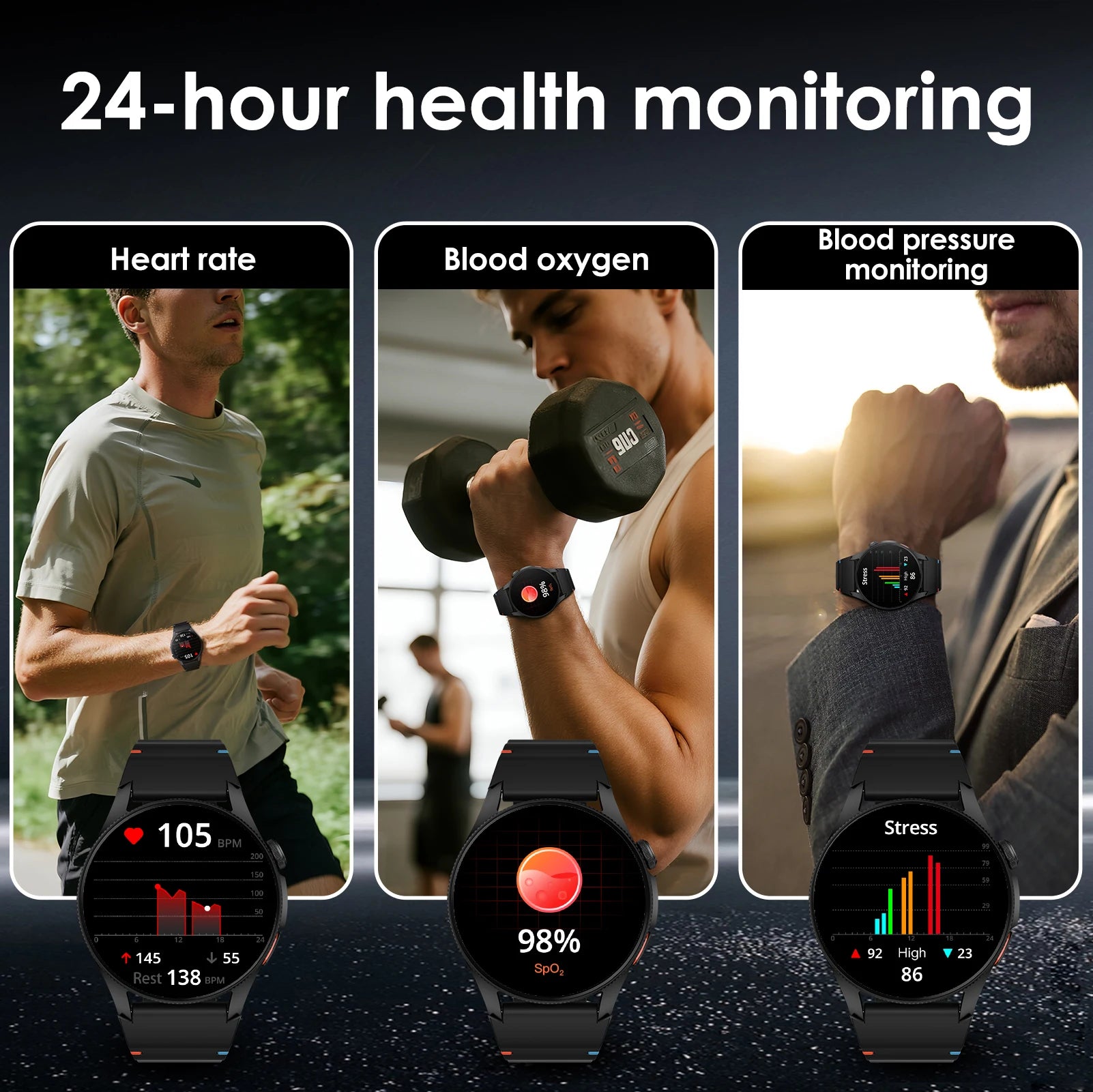 Aurafit G12 Smart Watch: 1.43" Touch screen/ 3ATM Waterproof Swimming / GPS /Health Monitoring/150+Sports Mode Compatible Strava