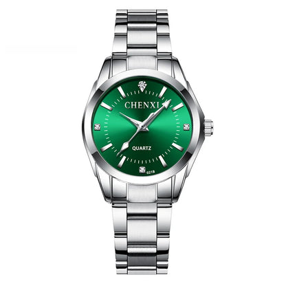 CHENXI 021B Women's Watch Simple Design Luxury Stainless Steel Women Quartz Wristwatch Rhinestone Dial Watches Gift for Ladies