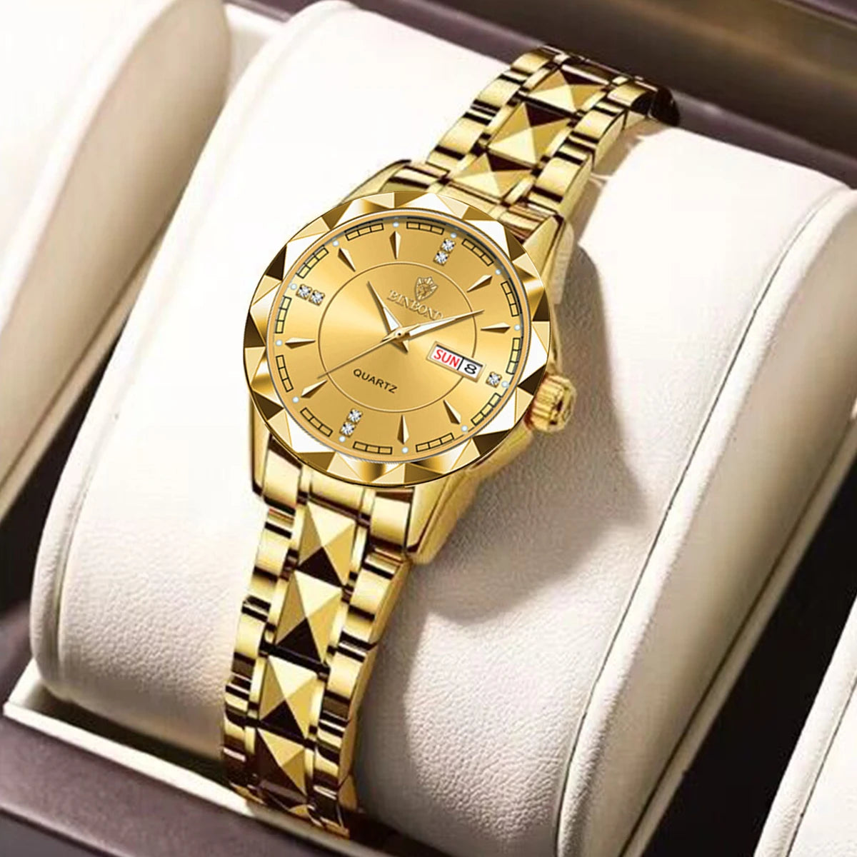 BINBONG Montres Femme Luxe Mode Dames Montre à Quartz Étanche Lumineuse Date Acier Inoxydable Montre-Bracelet Cadeau Petite Amie Amoureux