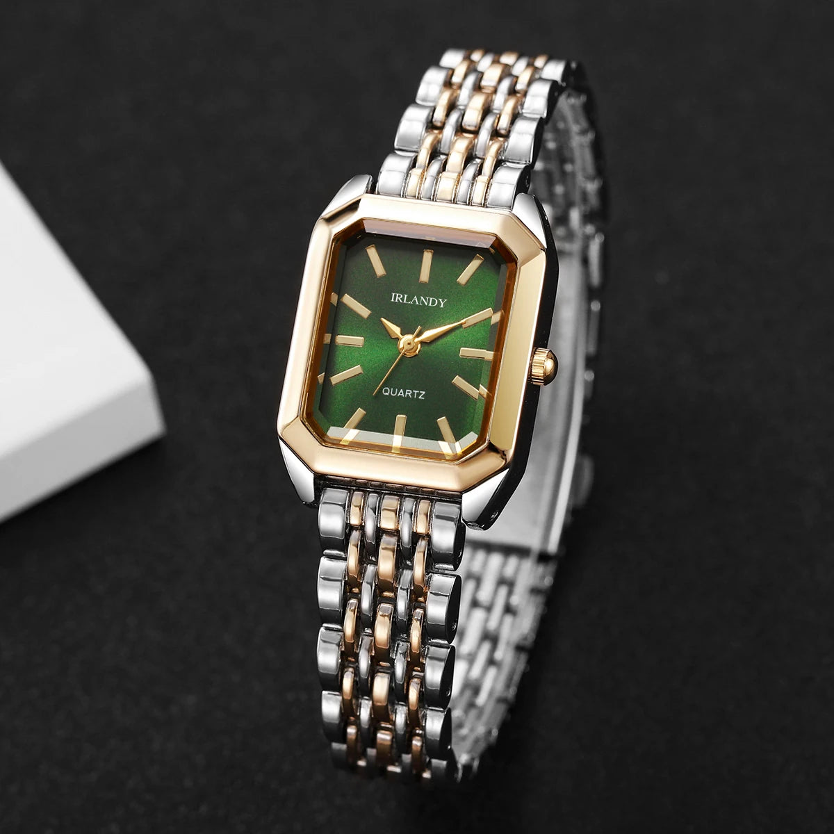Montres Femme Rectangle Mode Bracelet Acier Dames Montre-Bracelet à Quartz Reloj Mujer Fille Horloge Cadeau (Sans boîte)