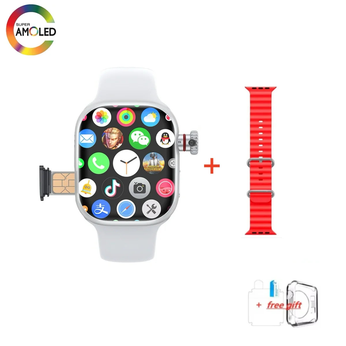 Montre intelligente CD99 8 Go de RAM AMOLED Wifi ROM GPS 128 Go Position Téléchargement d'applications Bluetooth Hommes Femmes Version carte cellulaire Montre connectée