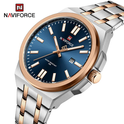 Montre à quartz NAVIFORCE pour hommes, de luxe, pour affaires, lumineuse, en acier inoxydable, étanche, calendrier, montre-bracelet, Reloj Hombre