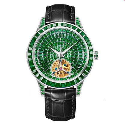 PINDU Design Diamond Mechanical Automatic Watch Stainless Steel