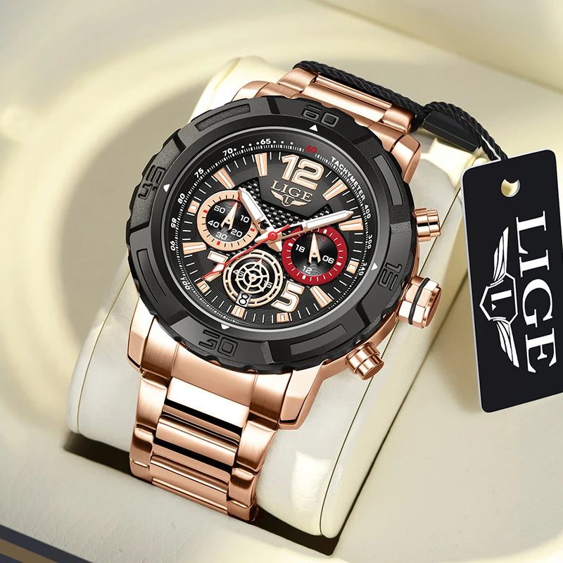 Relogio Masculino LIGE Sport Men Watch Montre Homme de Luxe de Marque Supérieure à Quartz Montre-Bracelet Homme Tendance Militaire Étanche Chronographe Horloge Masculine