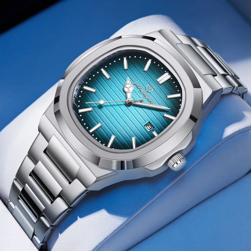 2026 Nouvelle Montre Homme Militaire de Luxe Carrée Étanche Lumineuse Date Semaine Montre Homme en Acier Inoxydable Montre à Quartz Homme Reloj+boîte