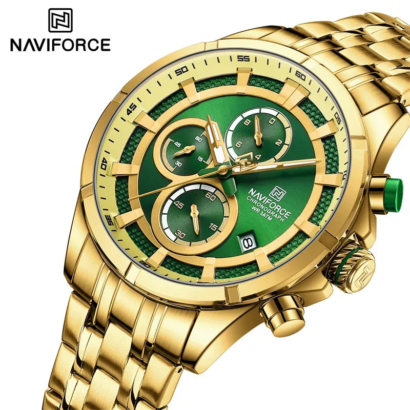 NAVIFORCE NF8046  Watch Business Luminous Waterproof Stainless Steel Strap Chronograph Quartz Wristwatch