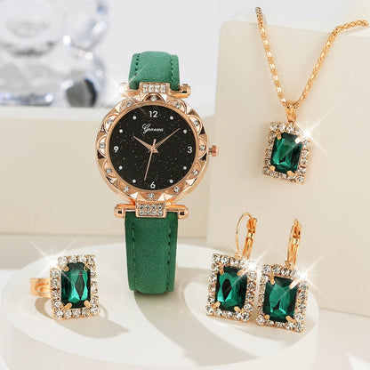 Montres pour femmes, ensemble de 5 pièces, montres-bracelets élégantes et luxueuses en strass pour femmes, montre à quartz pour fille, bracelet-montre, cadeau