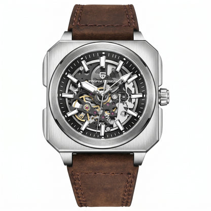 ChronoState Heritage X Square Automatic Leather Watch for Men